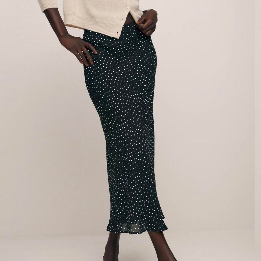 Reformation Navy Midi Skirt